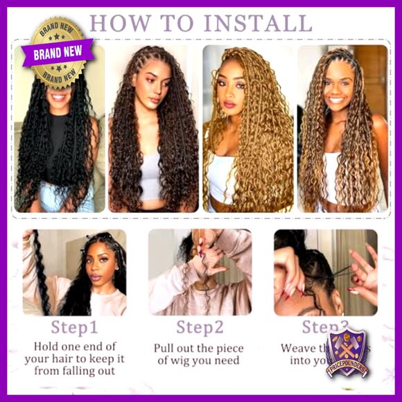 18 Inch Deep Wave Human Hair Extensions 100g 4 Bundles Boho Braids main image 5